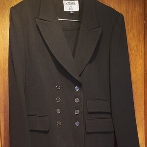 Double-breasted skirt suit